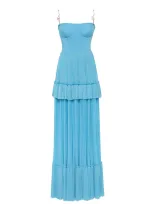 Milla Sky-blue Spaghetti Strap Pleated Maxi Dress, Garden Of Eden