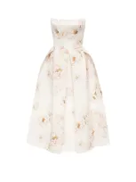 Milla Pink Peony Corset Midi Dress, Garden Of Eden In White