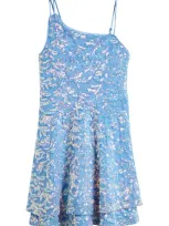 Love, Nickie Lew Kids' Sequin Asymmetric Neck Party Dress In Perry