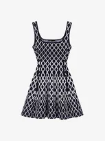 Maje Womens Bicolore Square-neck Geometric-pattern Stretch-knit Mini Dress