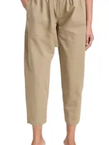 Nackiyé Sultans Belted Paperbag-waist Tapered-leg Ankle Pants In Sage