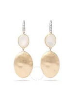 Marco Bicego 18k White & Yellow Gold Siviglia Mother Of Pearl & Diamond Oval Drop Earrings In Yellow, Gold-tone