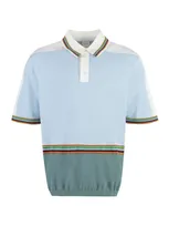 Paul Smith Knitted Cotton Polo Shirt In Blue