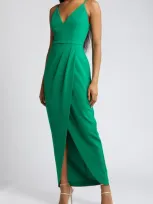 Wayf The Ines V-neck Tulip Gown In Kelly Green