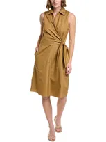 Vince Wrap-effect Cotton-poplin Dress In Brown