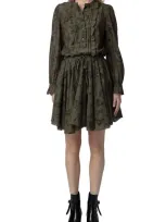 Zadig & Voltaire Ranil Floral-print Mini Dress In Green