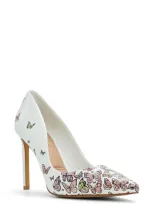 Aldo Lala Pointed Toe Pump In White Butterfly Multi