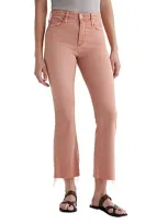 Ag Farrah High Waist Raw Hem Crop Bootcut Jeans In Sulfur Pink Peach