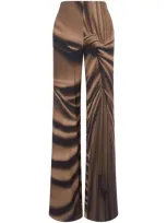 Alberta Ferretti High-waisted Wide-leg Trousers In Brown