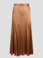 Alberta Ferretti Satin Skirt In Brown