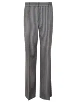 Alberta Ferretti Striped Tailored Trousers In Grigio