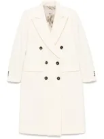 Alberto Biani Wool Double-breasted Coat In White