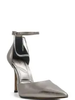 Aldo Aurelina Chain Ankle Strap Pointed Toe Pump In Grey