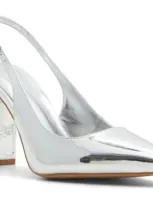 Aldo Meesha Slingback Pointed Toe Pump In Silver Mirror Metallic