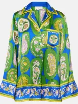 Alemais Printed Silk Satin Shirt In Multicoloured