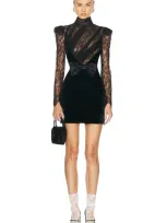 Alessandra Rich Long Sleeve Mini Dress In Black