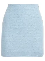 Alessandra Rich Tweed Sequin-embellished Skirt In Blue