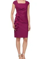 Alex Evenings Ruffle Detail Cocktail Sheath Dress In Passion