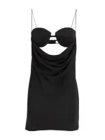 Alex Perry Satin Crepe Cut-out Mini Dress In Black