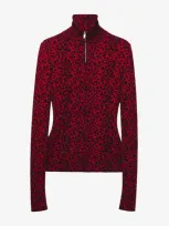 Alexander Mcqueen Leopard-jacquard High-neck Top In Burgundy