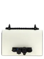 Alexander Mcqueen Mini Jewelled Satchel Shoulder Bag In White/black