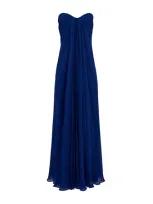 Alexander Mcqueen Silk Bustier Dress In Blue