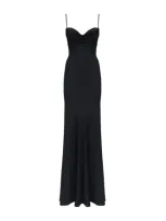 Alexander Mcqueen Silk Sweetheart-neckline Dress In Black