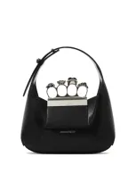 Alexander Mcqueen The Jewelled Hobo Handbags In Black