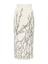 Alexander Mcqueen Thorn Branches Midi Skirt In White