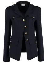 Alexander Mcqueen Wool And Cotton Jacket In Blue