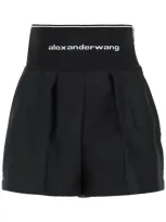 Alexander Wang Cotton And Nylon Shorts With Branded Waistband In Black