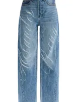 Alexander Wang Distressed Jeans With Lettering Logo In Blue