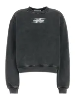 Alexander Wang T Crewneck Sweatshirt With Blade Logo In Washedcedar