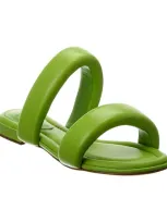 Alexandre Birman Karina 85 Mint Womens Leather Sole Metallic Print Snake Slide Sandals In Algae