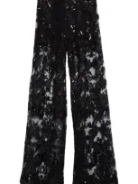 Alice And Olivia Alice + Olivia Athena Lace & Sequin Wide Leg Pants In Black