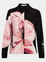 Alice And Olivia Willa Placket Top In Luna Floral