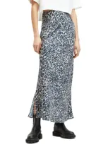 Allsaints Bryony Leopard Print Satin Maxi Skirt In Anita Soft Pink