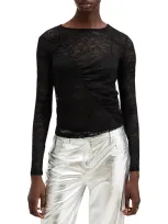 Allsaints Edana Lace Long Sleeve Slim Fit Top In Black