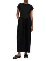 Allsaints Frankie Woven Cotton Dress In Black