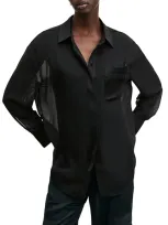 Allsaints Jody Sheer Button Down Shirt In Black