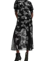 Allsaints Laverna Floral Print Midi Dress In Maria Black