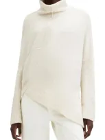 Allsaints Lock Roll Neck Asymmetric Sweater In Chalk White