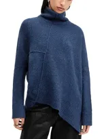 Allsaints Lock Roll Neck Sweater In Midnight Blue