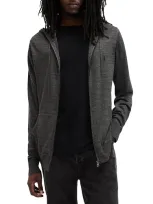 Allsaints Mode Merino Wool Slim Fit Full Zip Hoodie In Gray