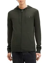 Allsaints Mode Merino Wool Slim Fit Full Zip Hoodie In Grange Green