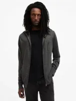 Allsaints Mode Merino Zip Up Ramskull Hoodie In Carter Grey