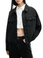 Allsaints Piper Embellished Denim Jacket In Black