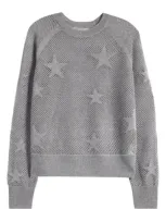 Allsaints Seraph Open Stitch Crew Neck Sweater In Silver Birch Grey