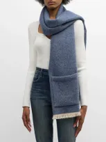 Alonpi Pocket Cashmere-blend Scarf In Blue