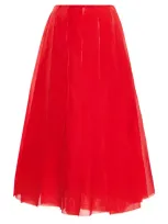 Altuzarra Dex Pleated Silk Maxi Skirt In Red